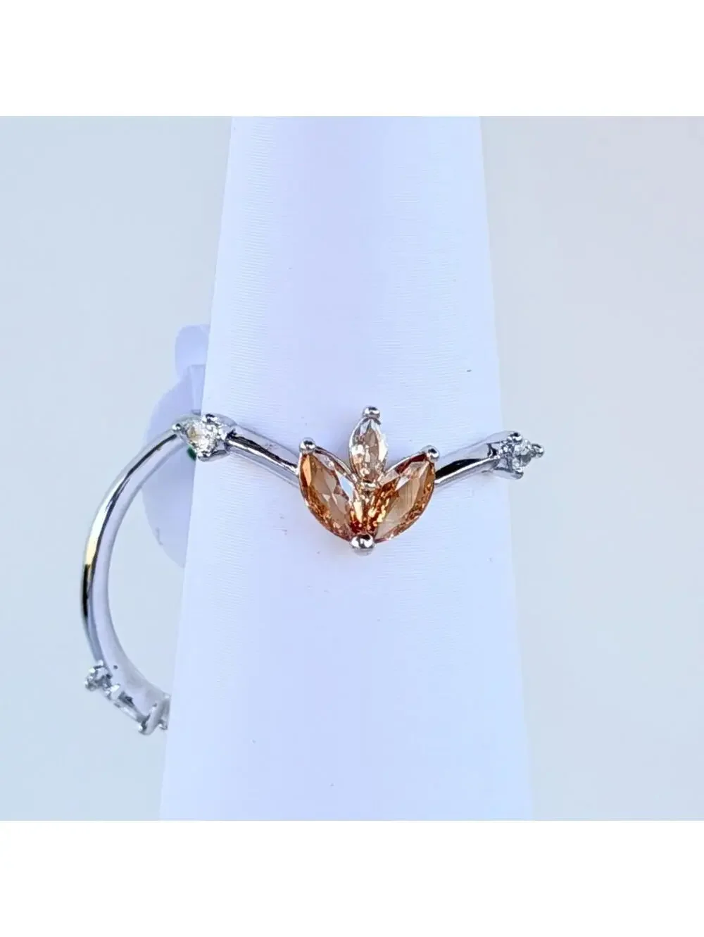 Bomb Party 2pc Ring Sz 8 “Delightful Grace” Smokey Topaz on Rhodium